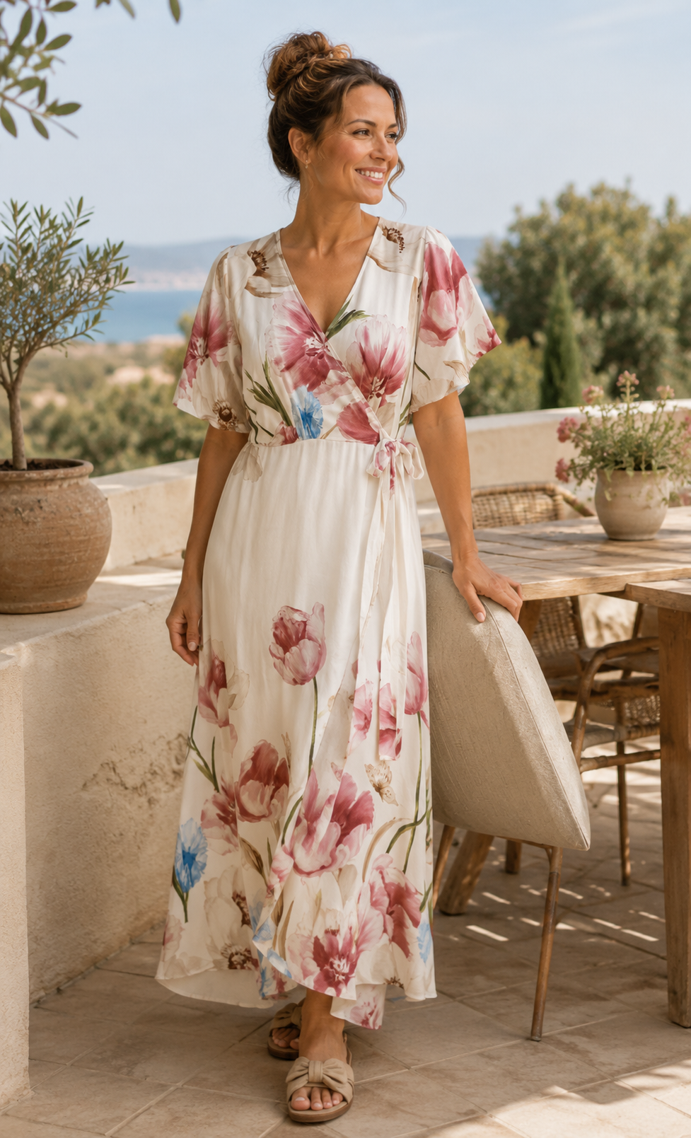Kjole BELL wrap - Creme