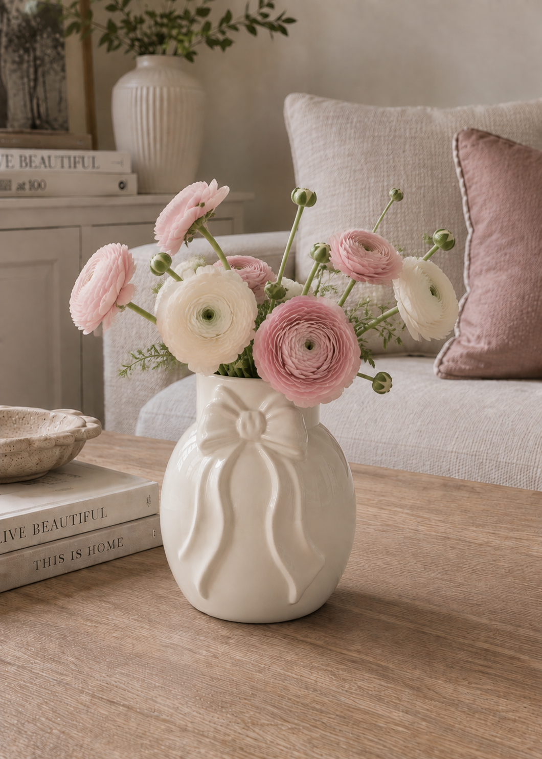 Vase med sløjfe - White