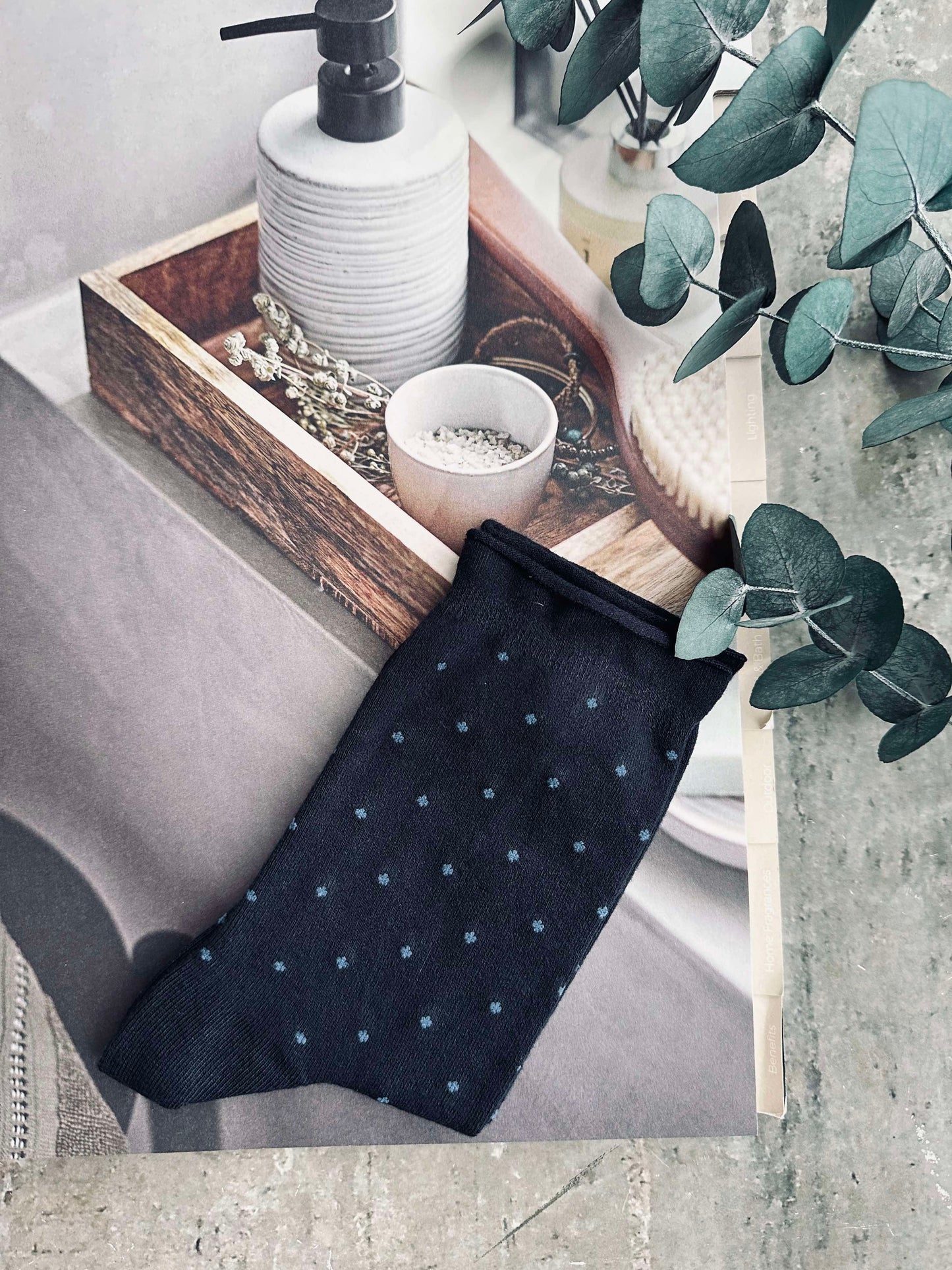 Strømper Bambus - Navy Dot