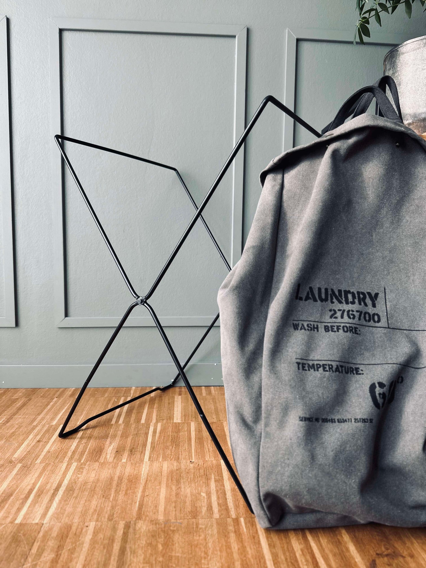 Vasketøjskurv - Kanvas Grå / sort