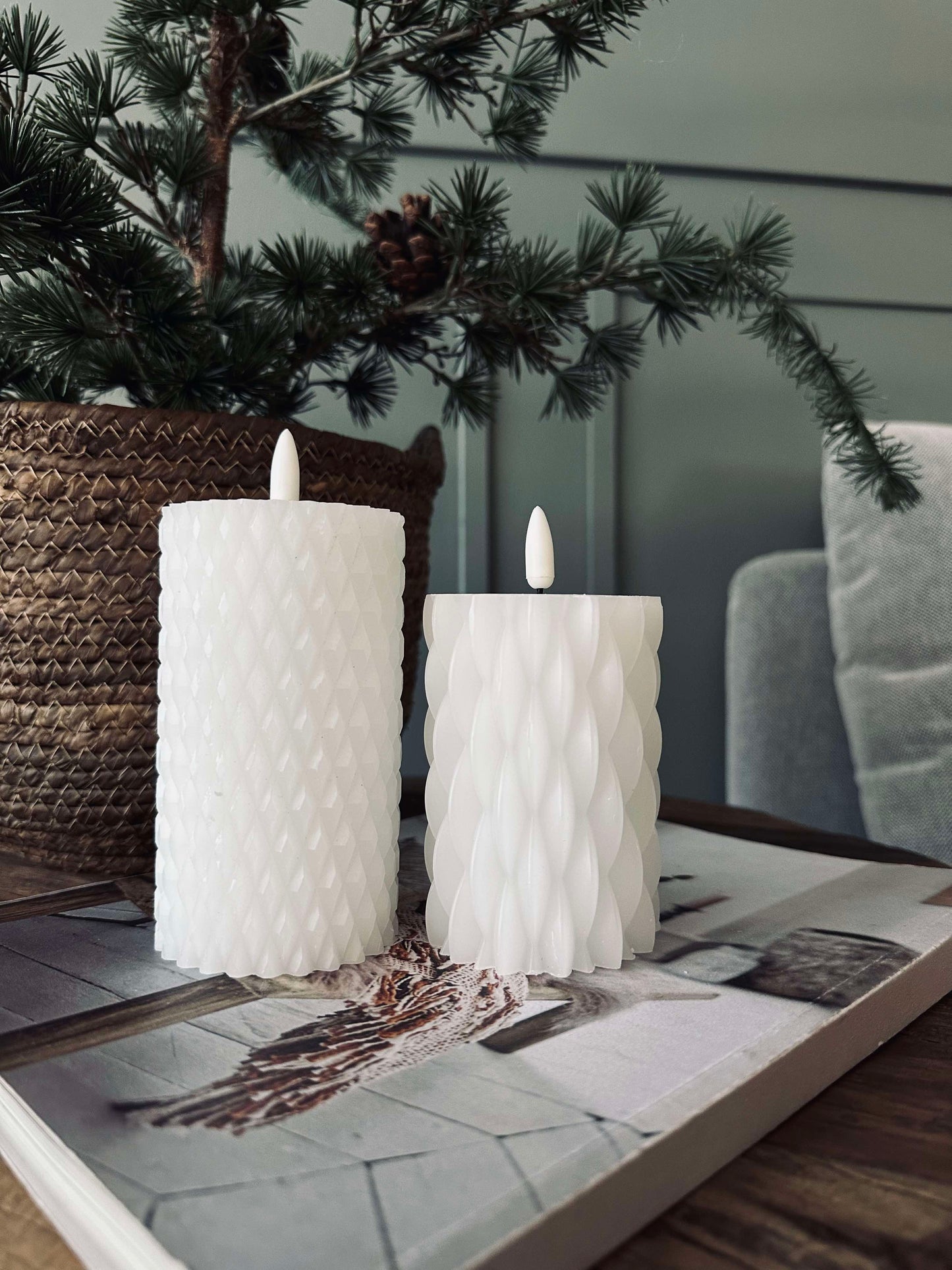 LED Bloklys / Design – 2 stk Hvid