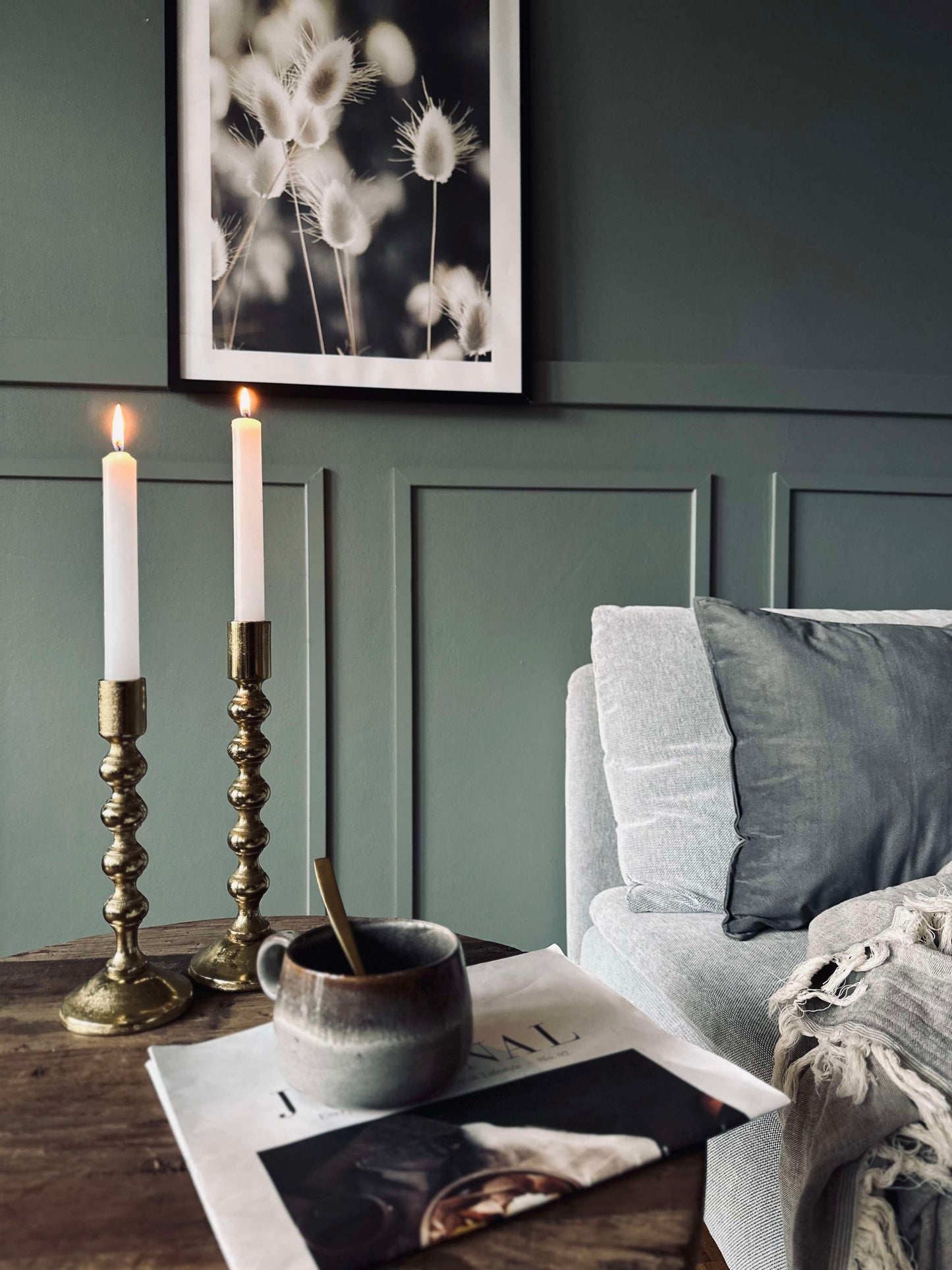 Lysestage med kugler - H 23 cm