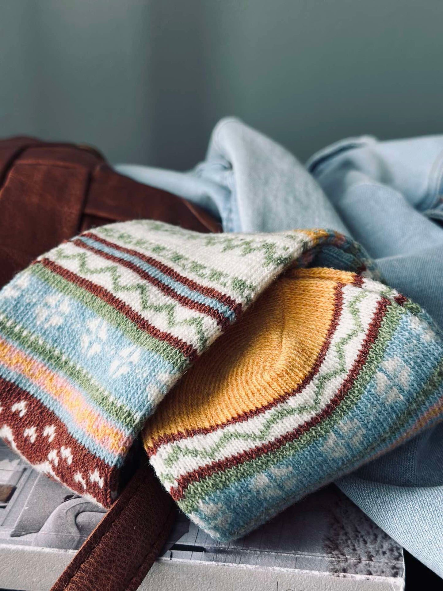 Strømper i flotte farver - Blue / yellow mix