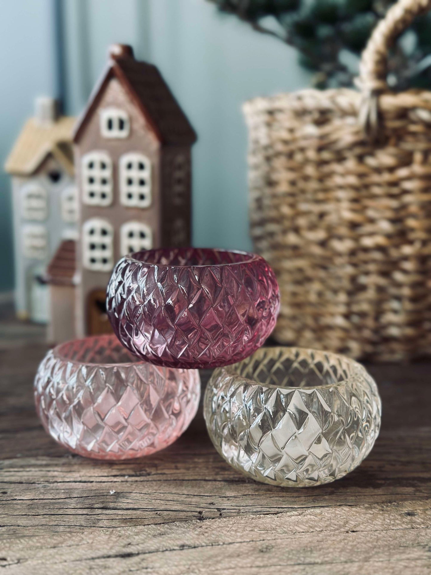 Lysestage til fyrfadslys Diamond - Light Pink