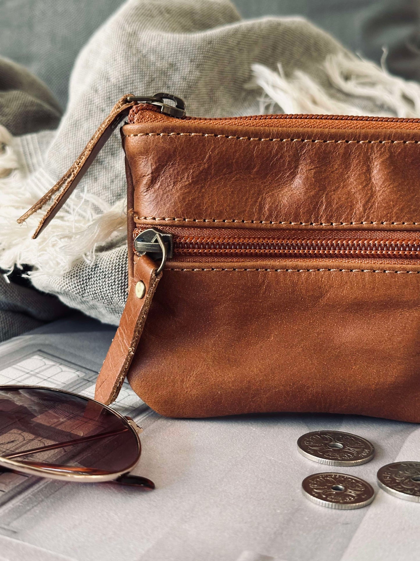 Pung Cognac Bøffellæder