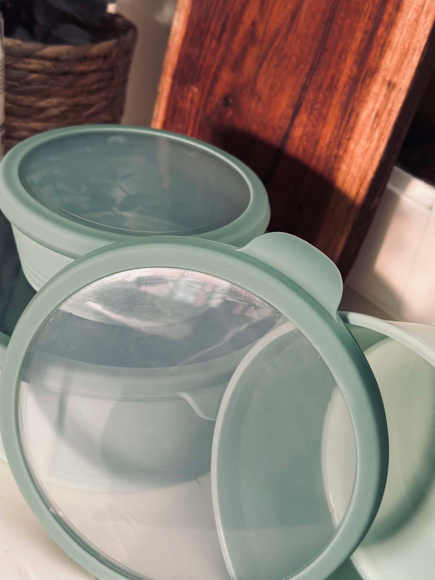 Skåle med låg - Sæt af 3 skåle Grøn