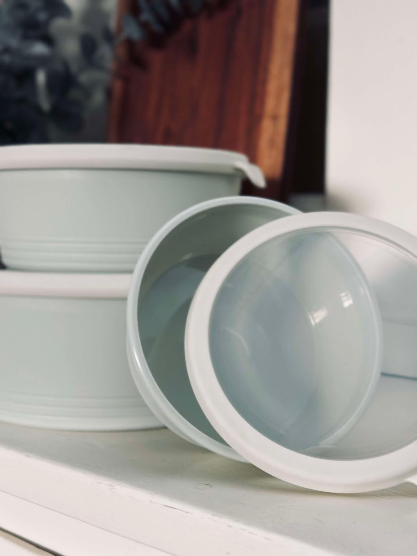 Skåle med låg - sæt af 3 skåle - Hvid