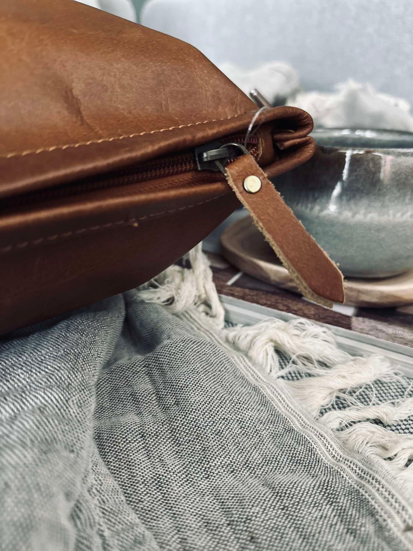 Pudebetræk Læder - Cognac 40x60