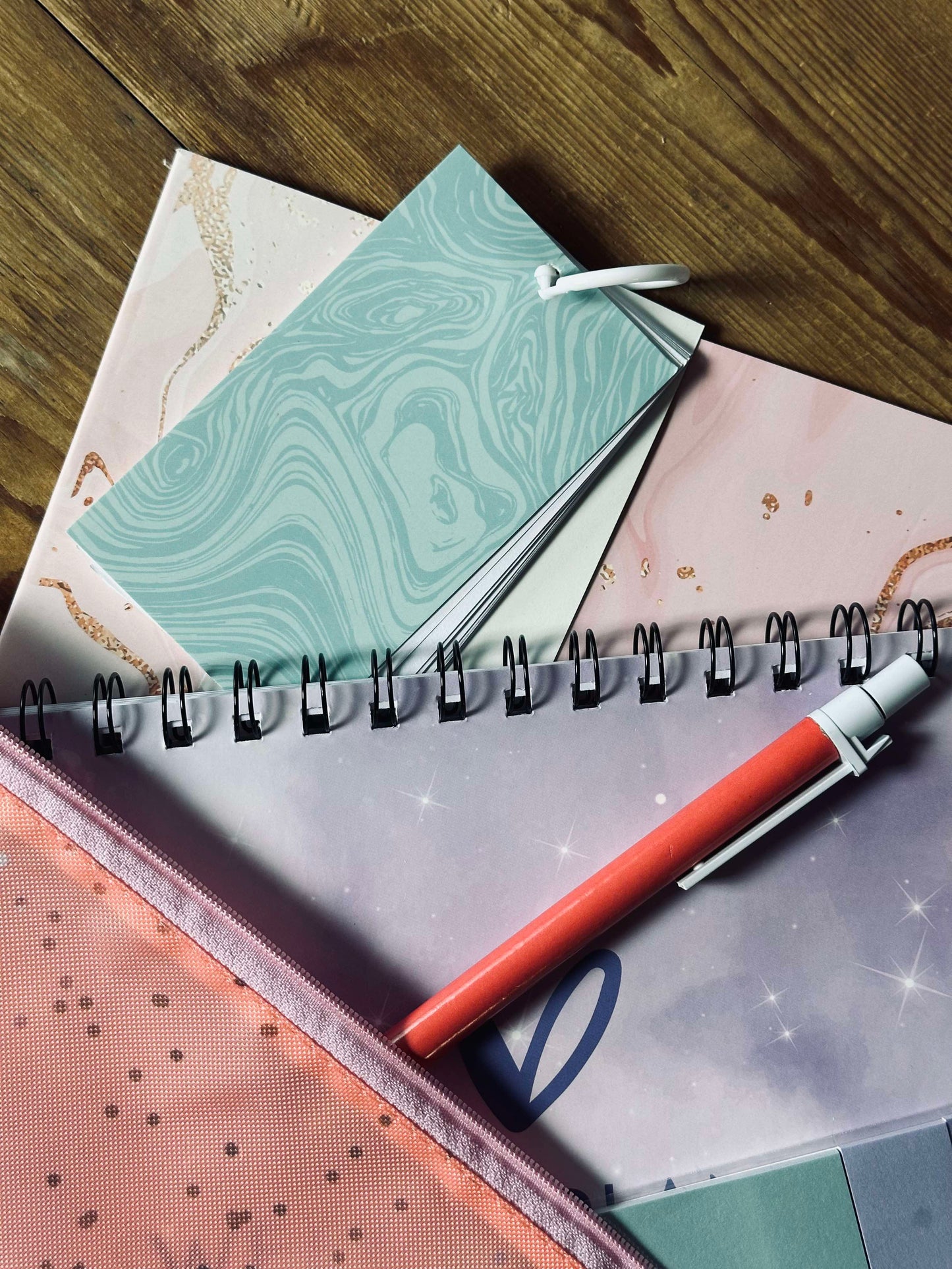 Sæt med notesbøger og taske - Pastel