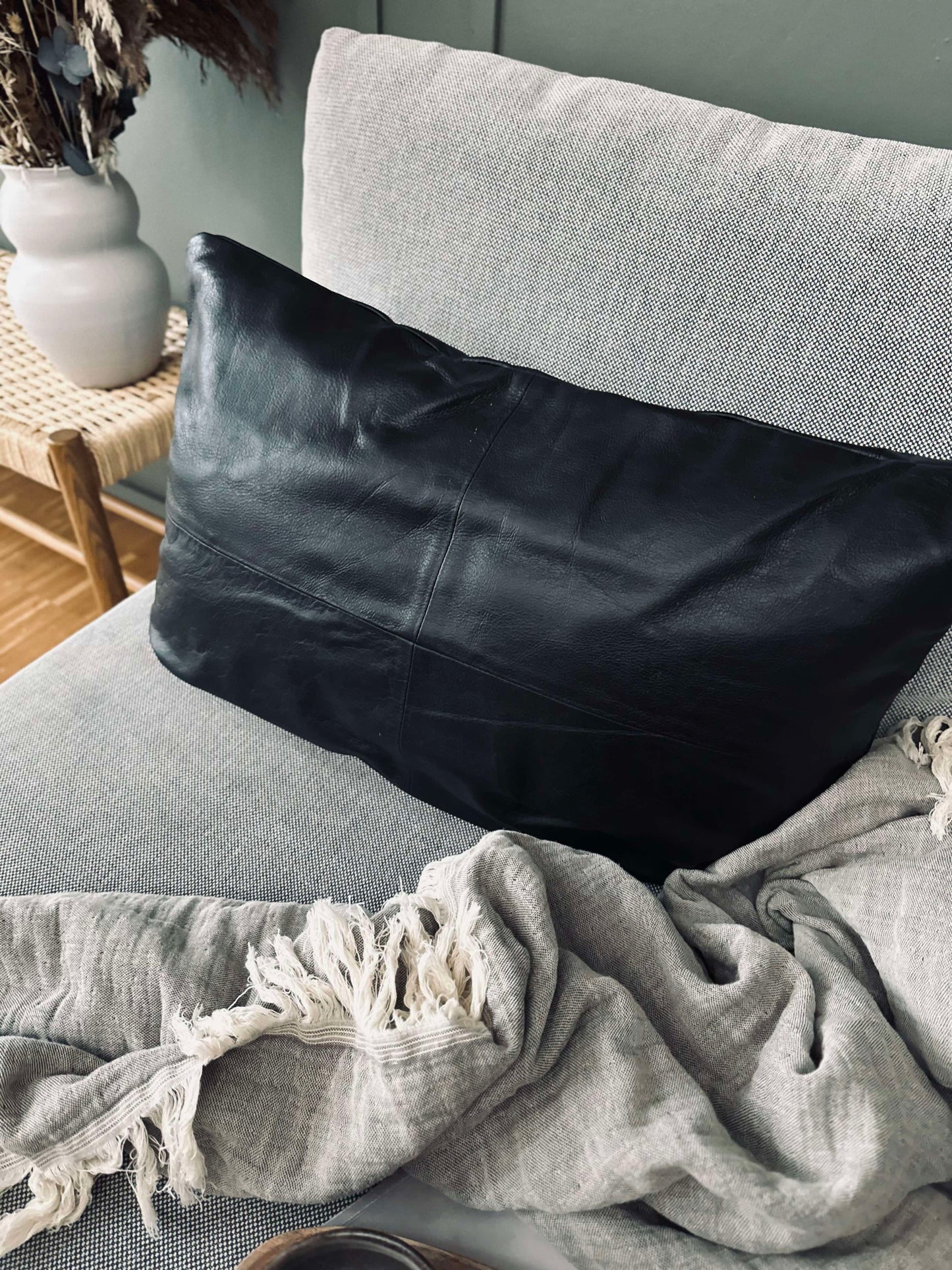 Pudebetræk Læder - Sort 40x60