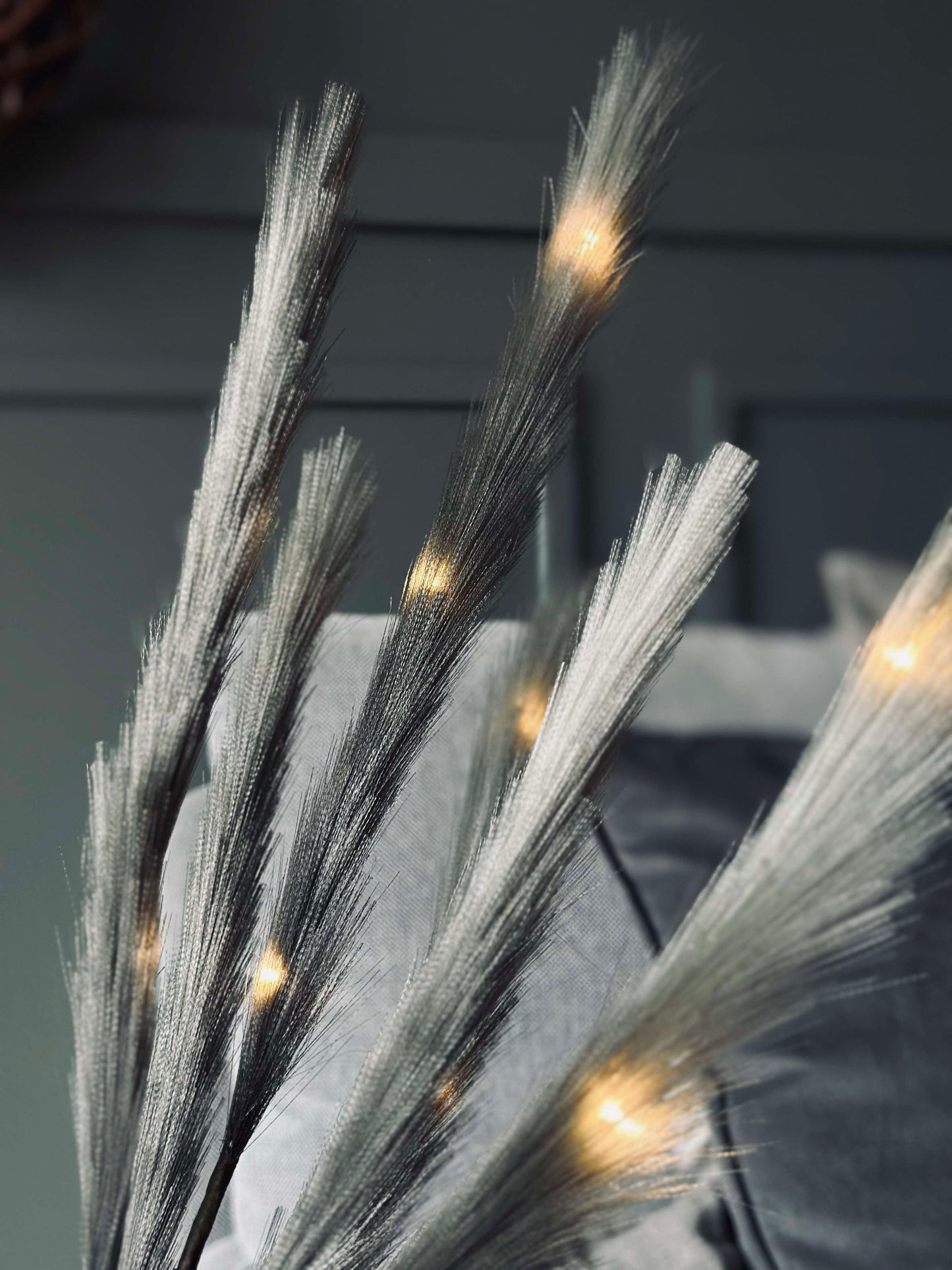 Blomst med LED lys 90 cm - Grey