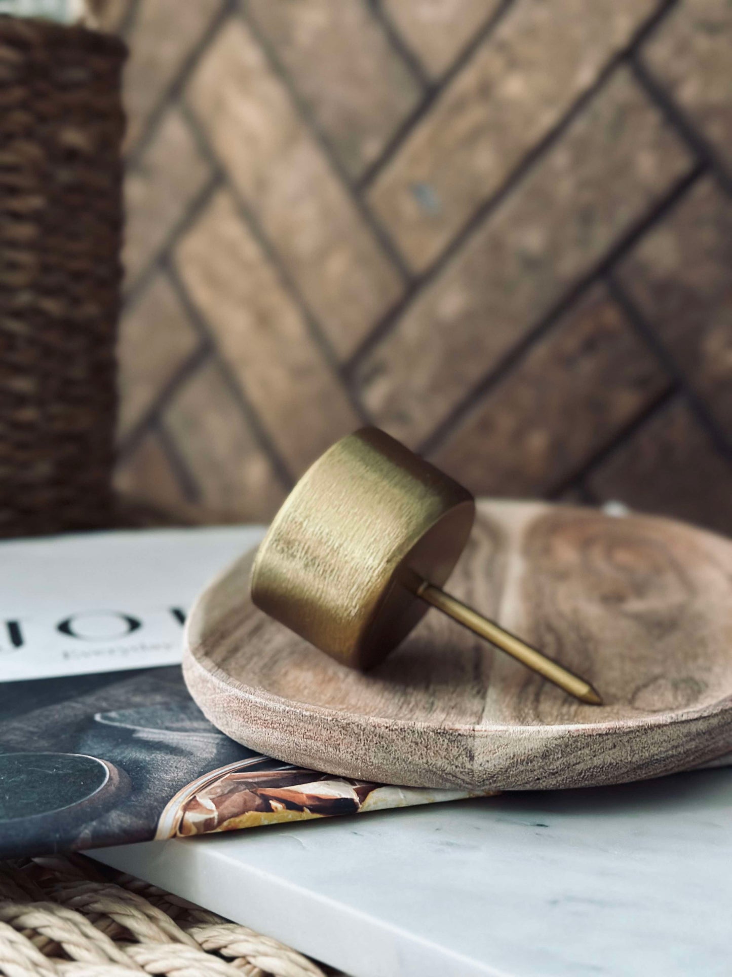 Lysholder m. spyd til bloklys - Guld 1 Stk