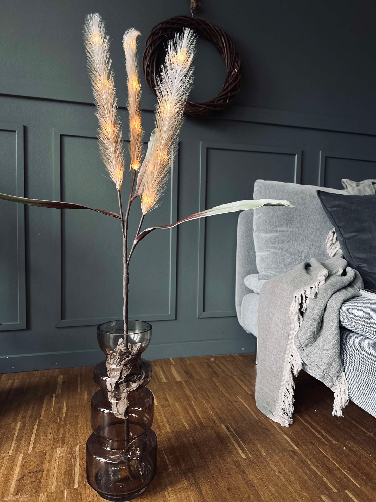 Pampas med LED lys - 120cm