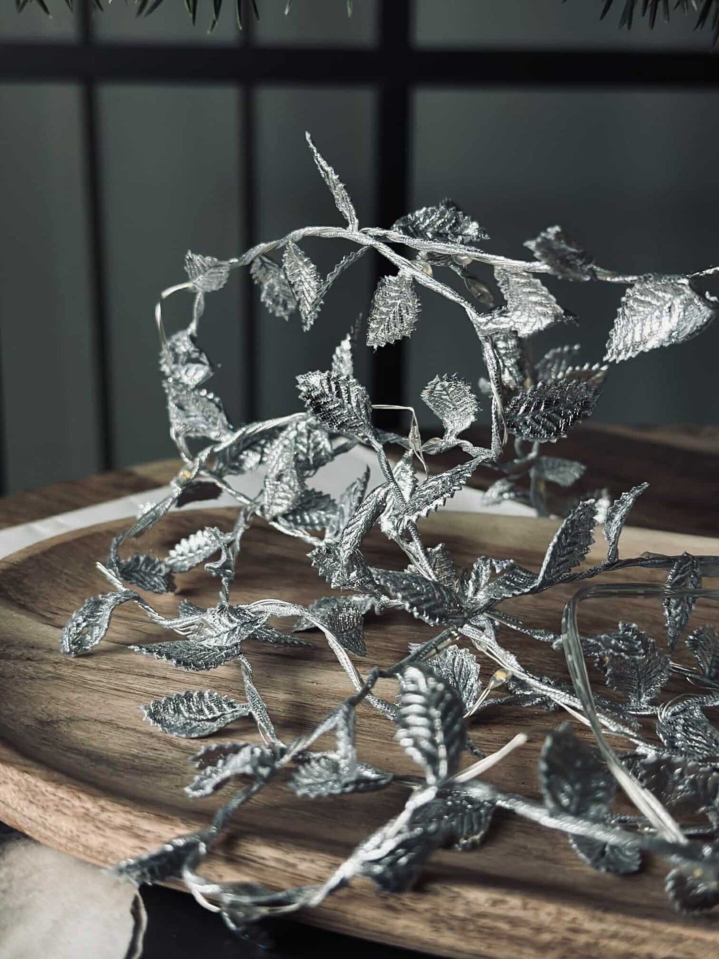 Lyskæde med blade - Silver