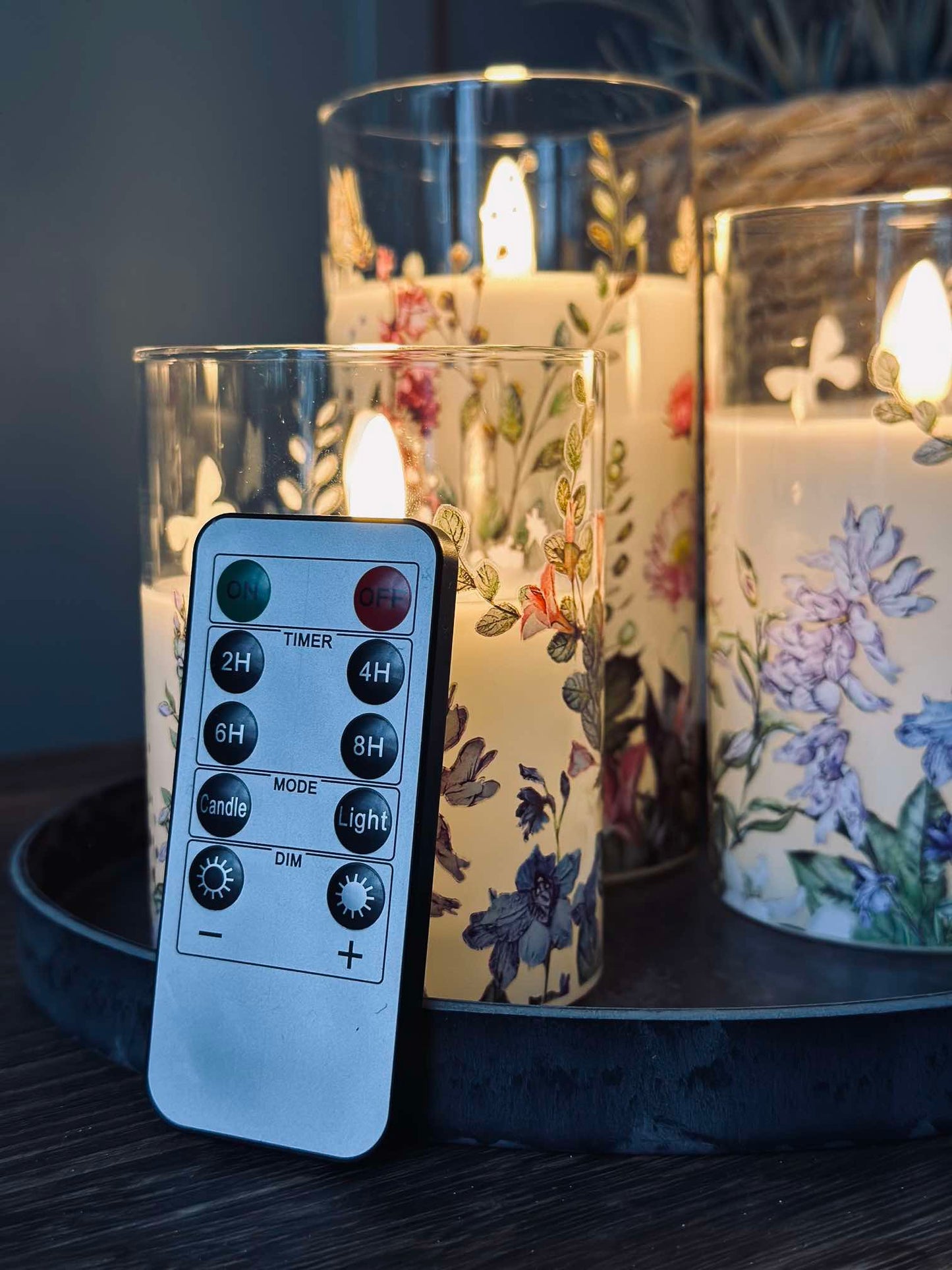 LED FLORA Cylinder – Sæt med 3 stk og fjernbetjening