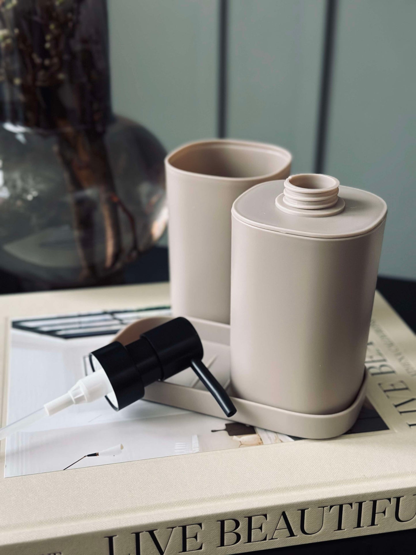 Dispenser sæt i Beige - Sæt af 3 dele