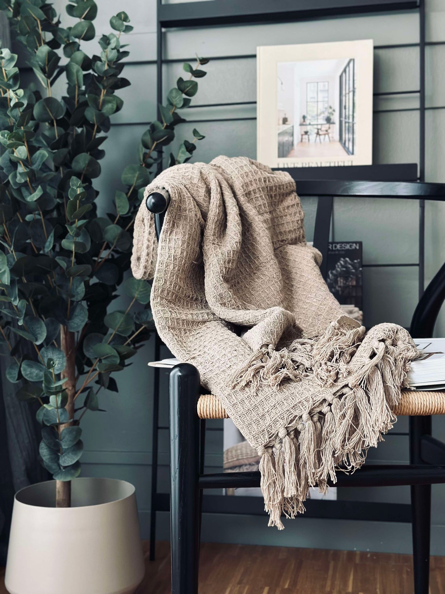Plaid vaflet bomuld - Beige