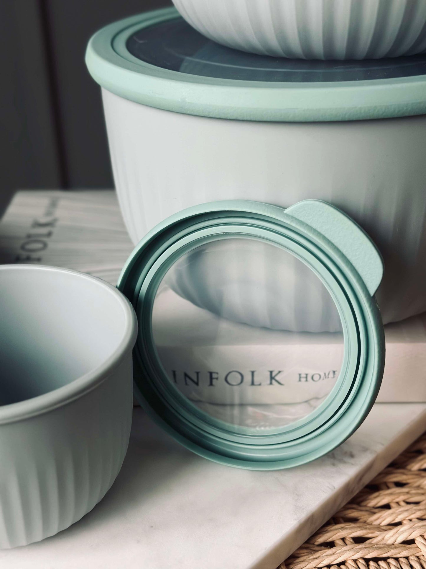 Opbevaringsbøtter Dusty green – Sæt med 4 stk.