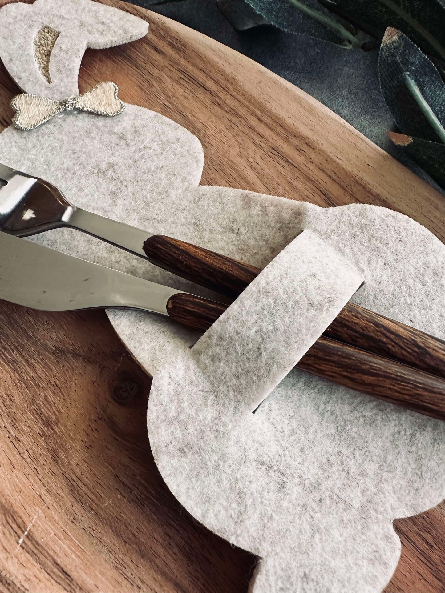 Bestikholder kanin Lys - Sæt med 4 stk