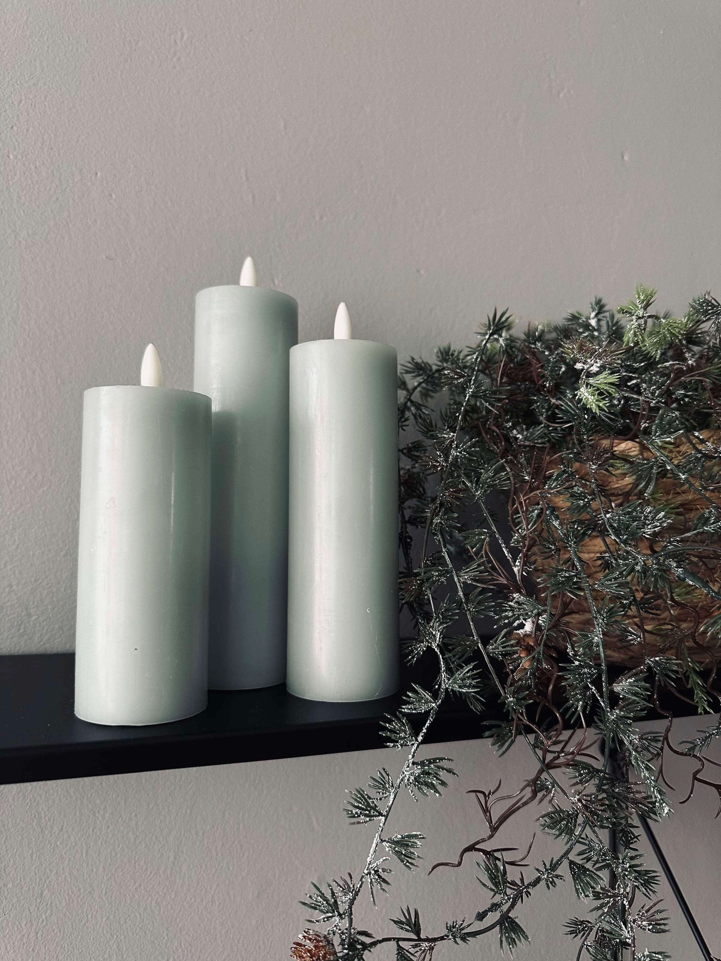 LED Bloklys / Mint – 3 stk dia 5 cm