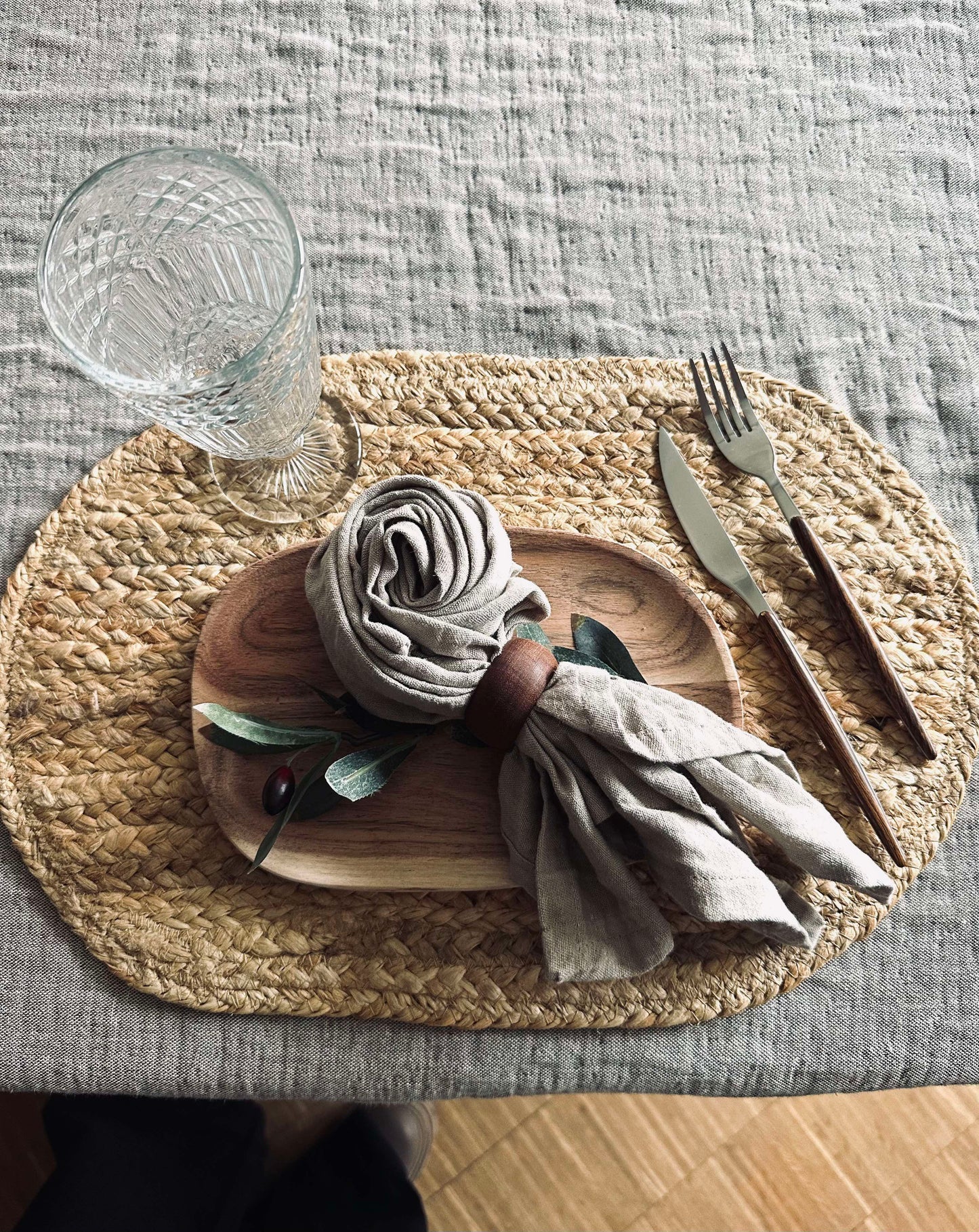 Dækkeserviet i Jute - Oval