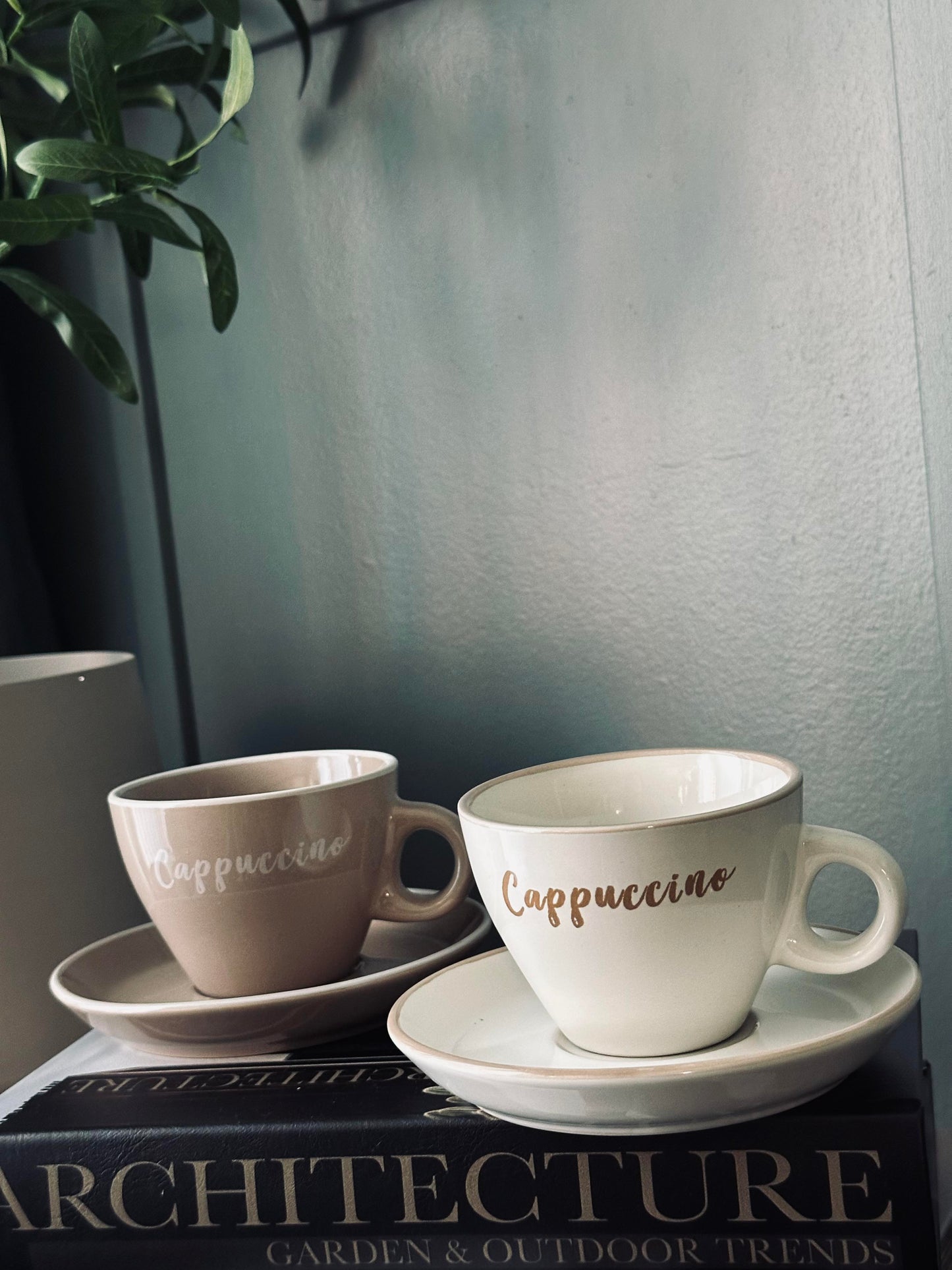 Kop m. underkop Cappuccino - Sæt med 4 stk.