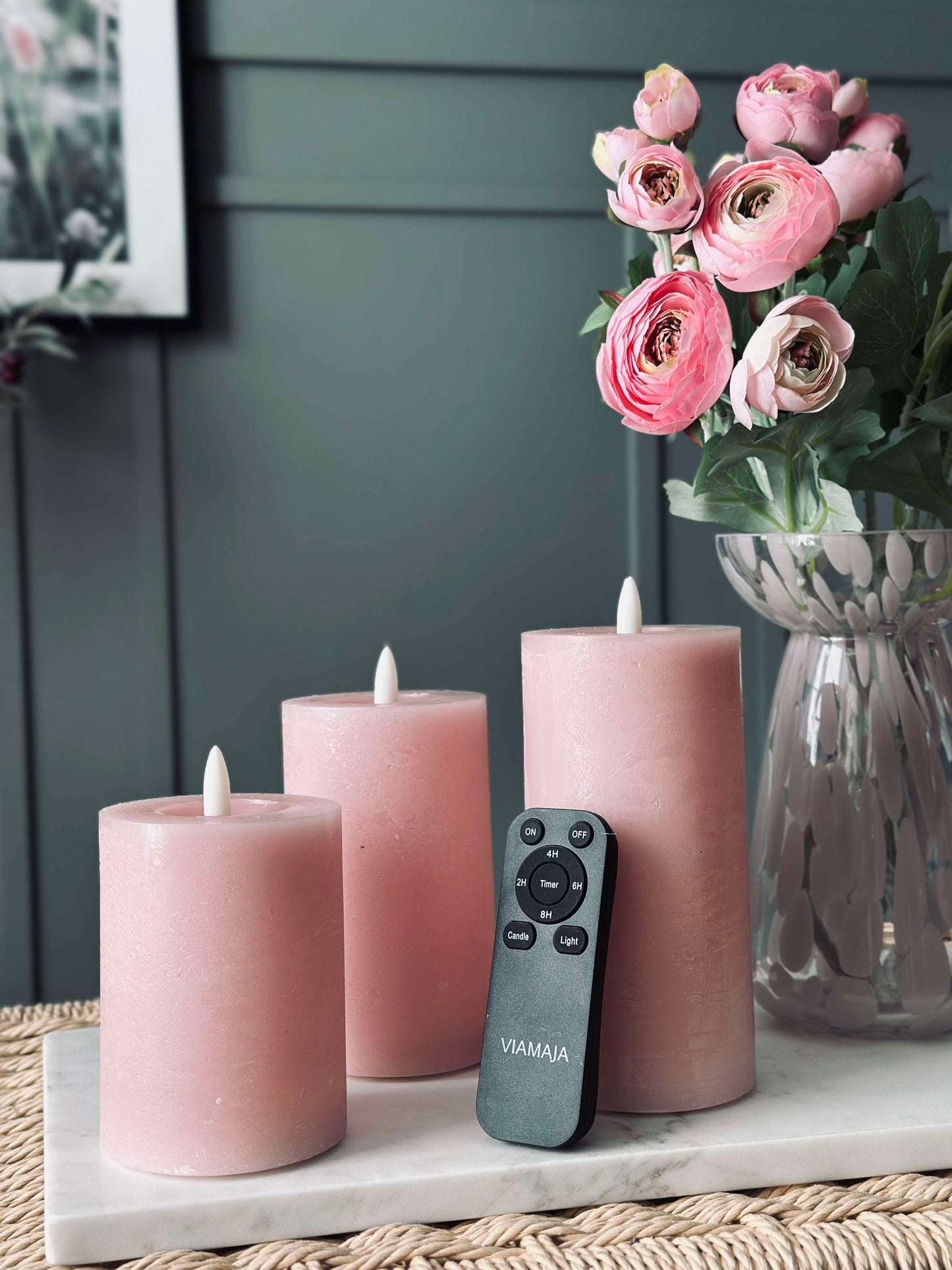 LED Bloklys / Rosa – 3 stk bloklys