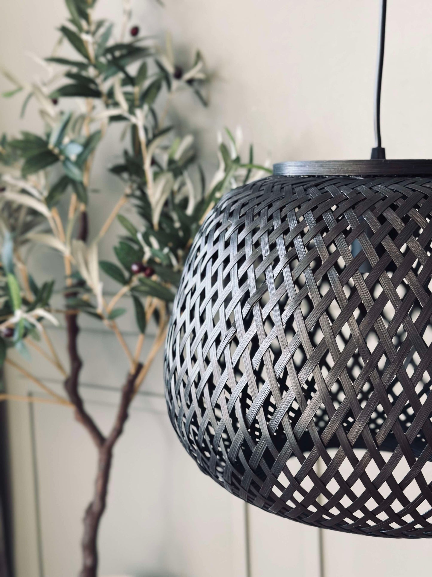 Lampe bambus - Sort dia 33