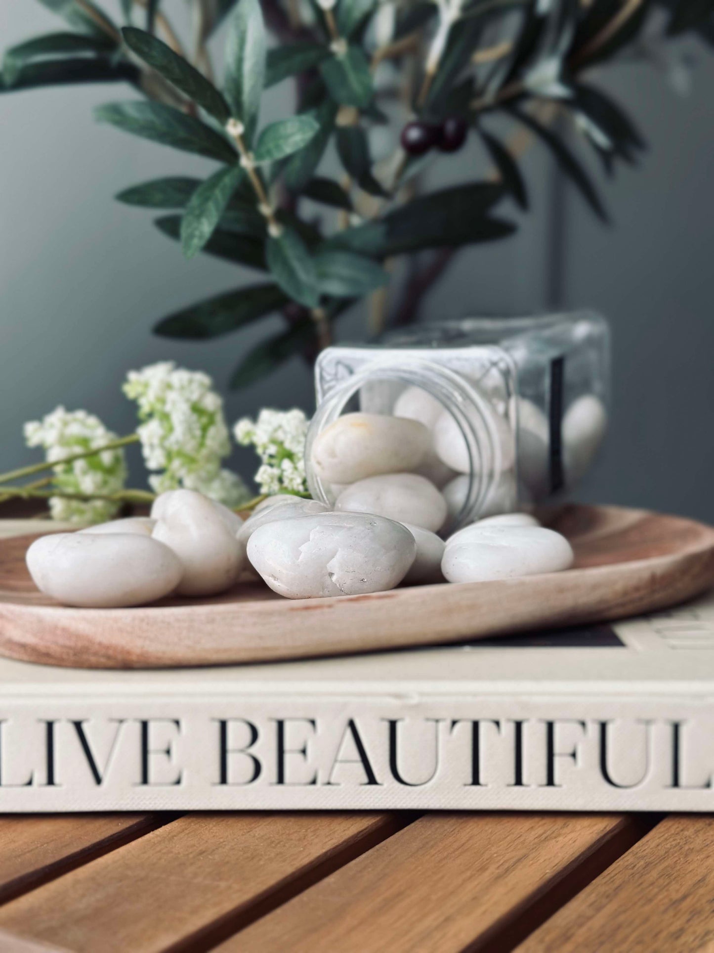 Sten til dekoration - 850 gram MIX white