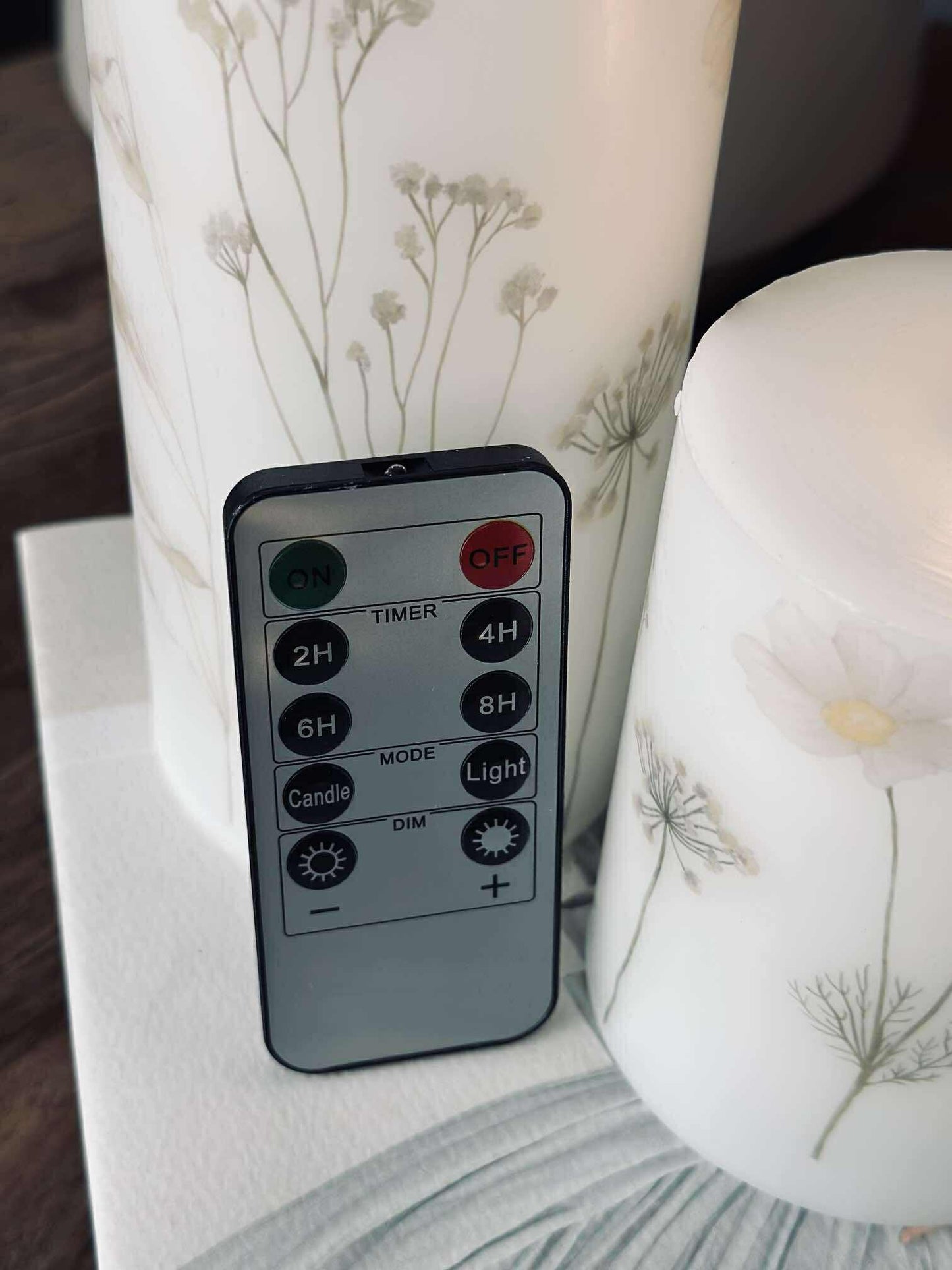 LED bloklys FLOWER – Sæt m. 3 stk og fjernbetjening