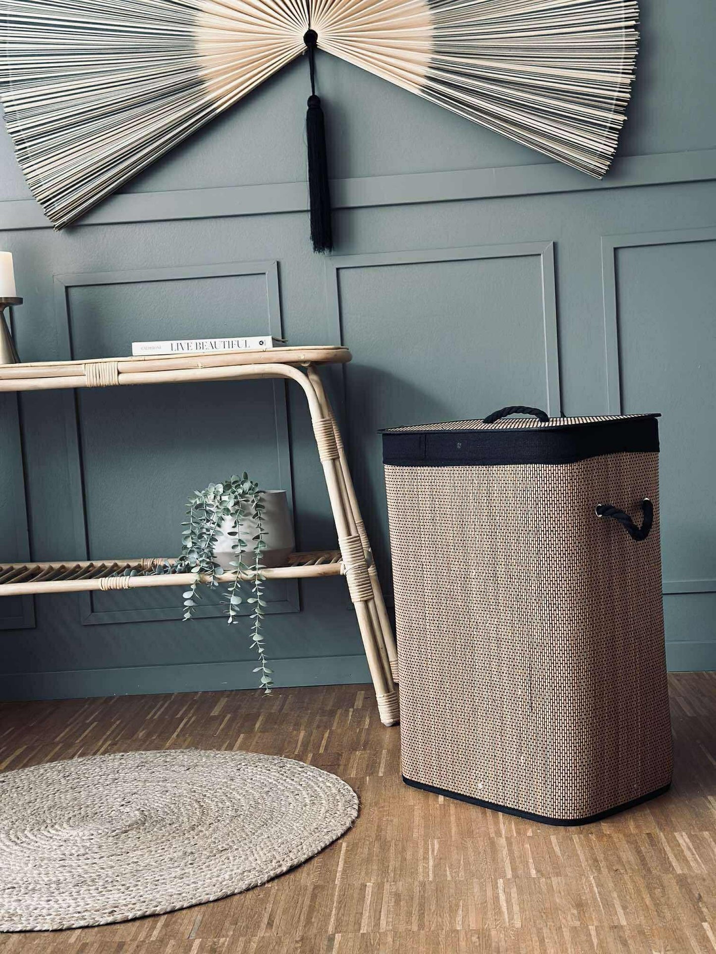 Vasketøjskurv i bambus - Black