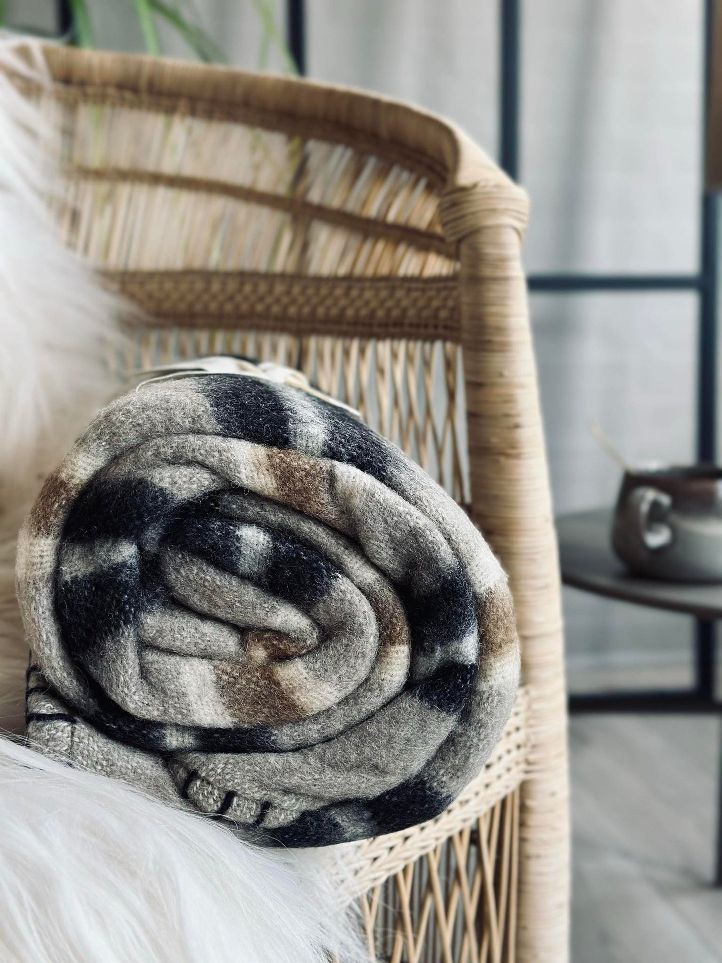 Plaid 100 % uld - Taupe strib