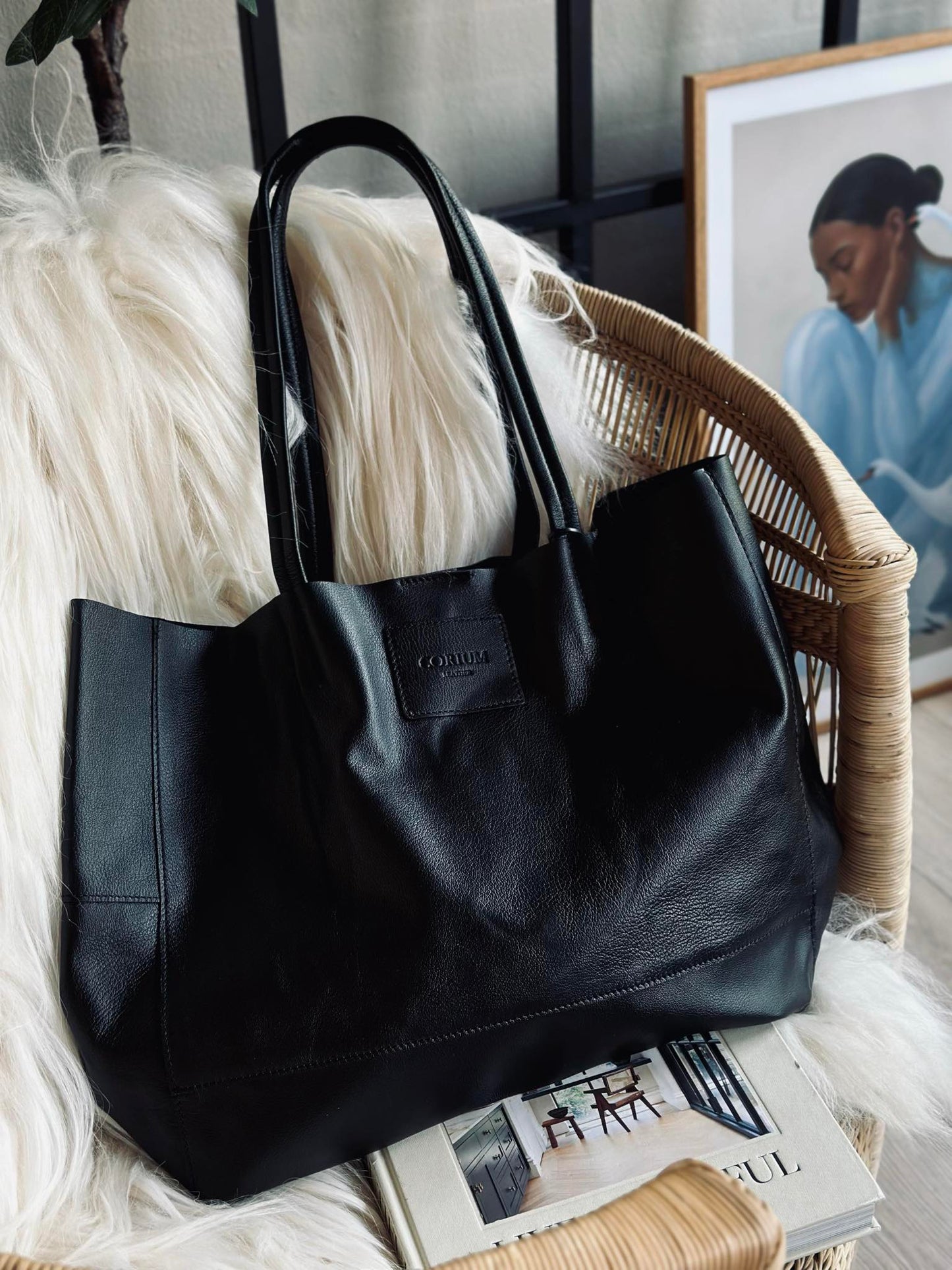 Shopper Daily i blød skind - Black