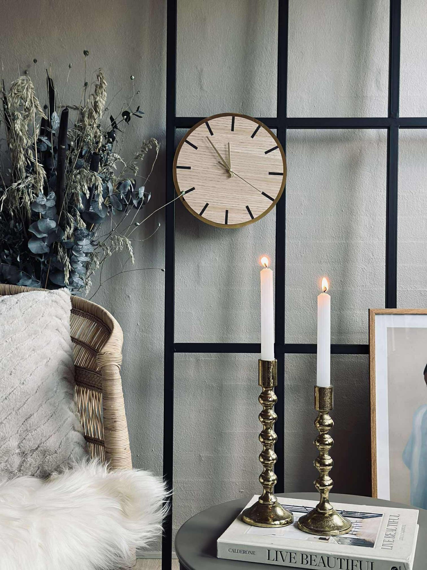 Vægur i træ - Ø30cm