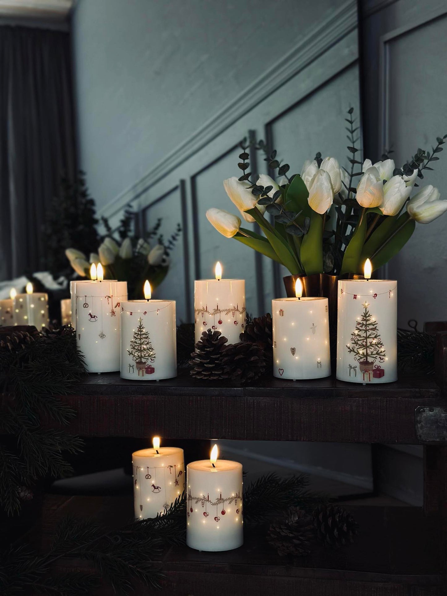 LED Bloklys TWINKLE CHRISTMAS - Sæt med 2stk.