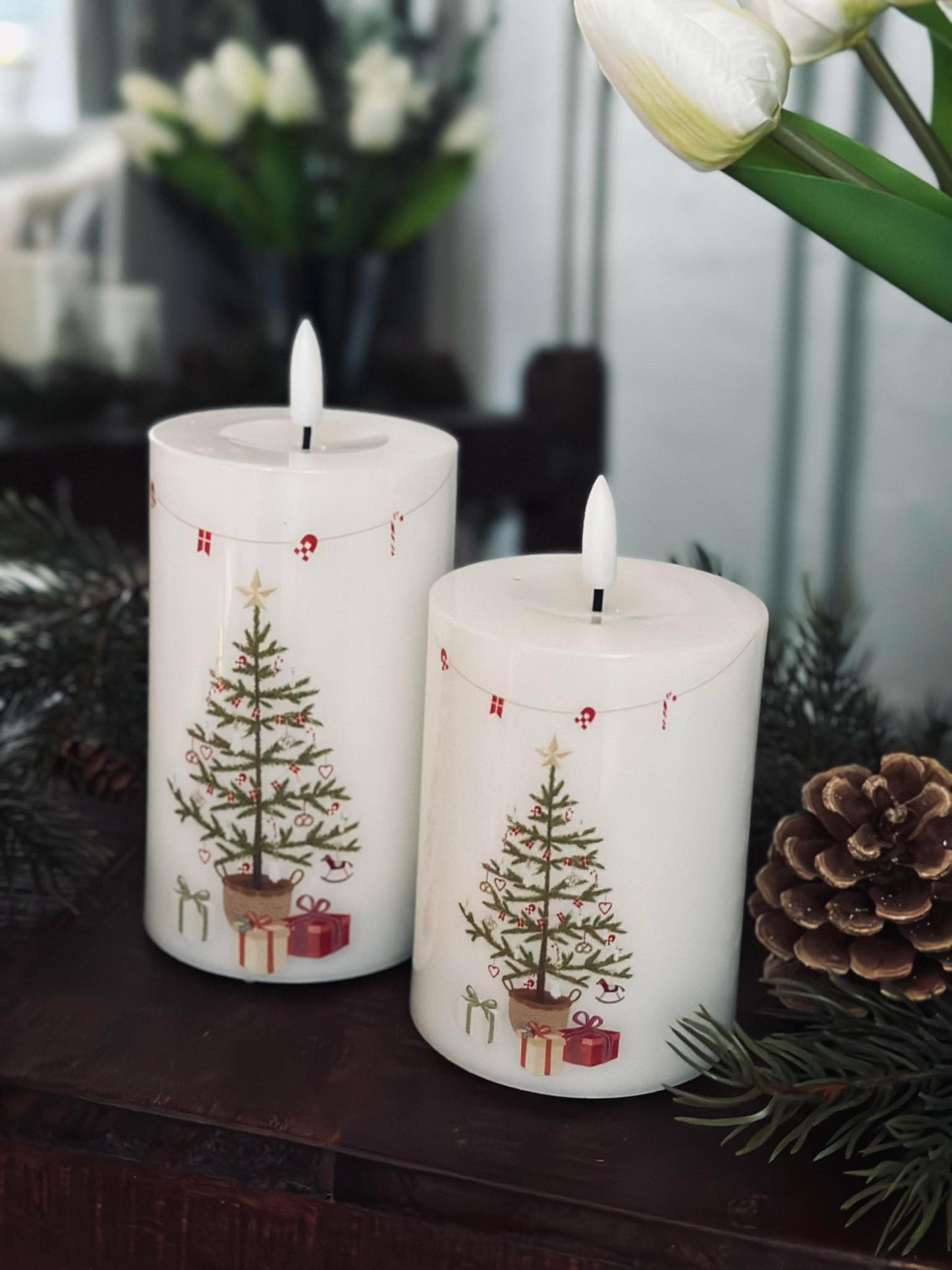 LED Bloklys TWINKLE CHRISTMAS - Sæt med 2stk.