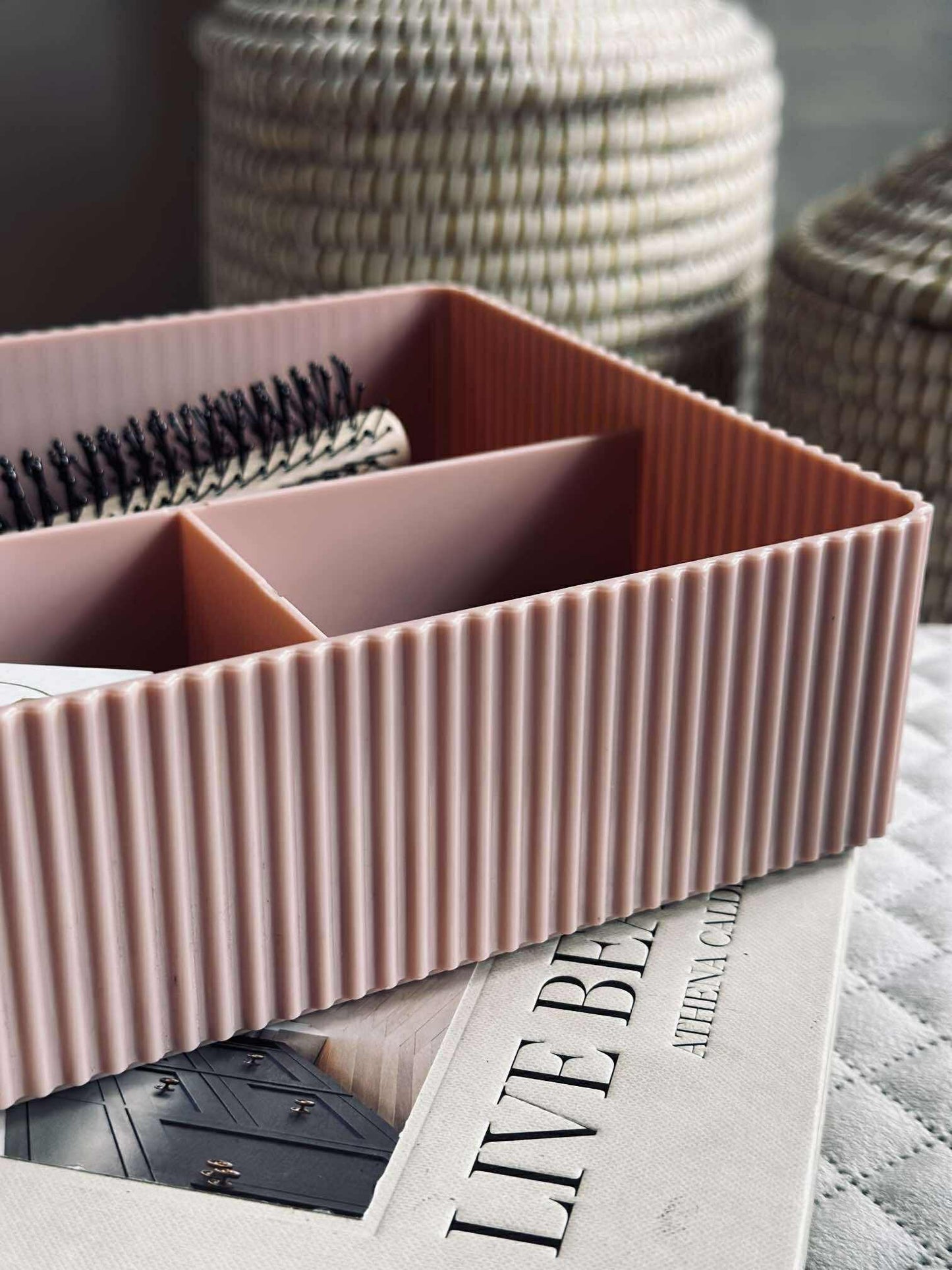 Makeup organiser med rumopdeling - Rosa