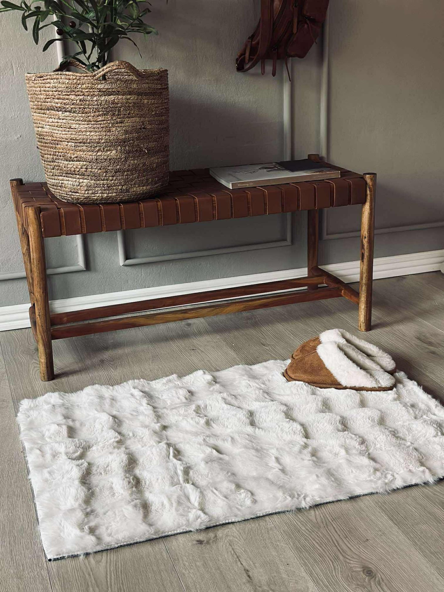 Gulvtæppe Plys - 60x90 Hvid