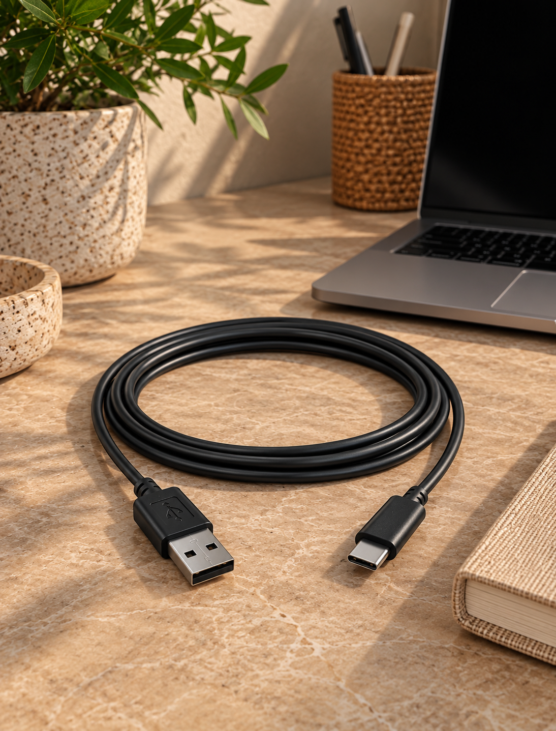 Opladerkabel USB-A til USB-C - 2 m sort