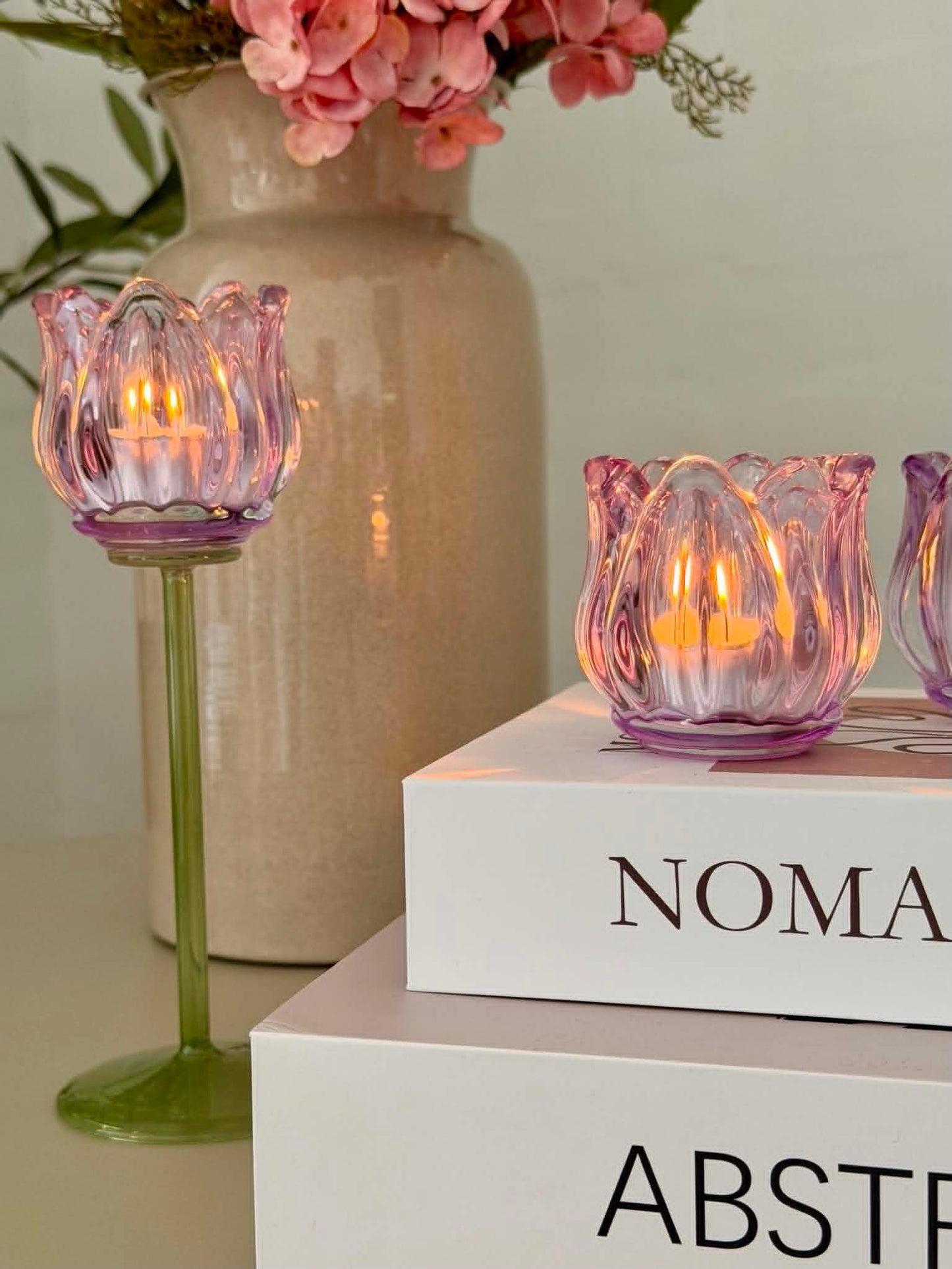 Lysestage lilla tulipan - Sæt med 2 stk