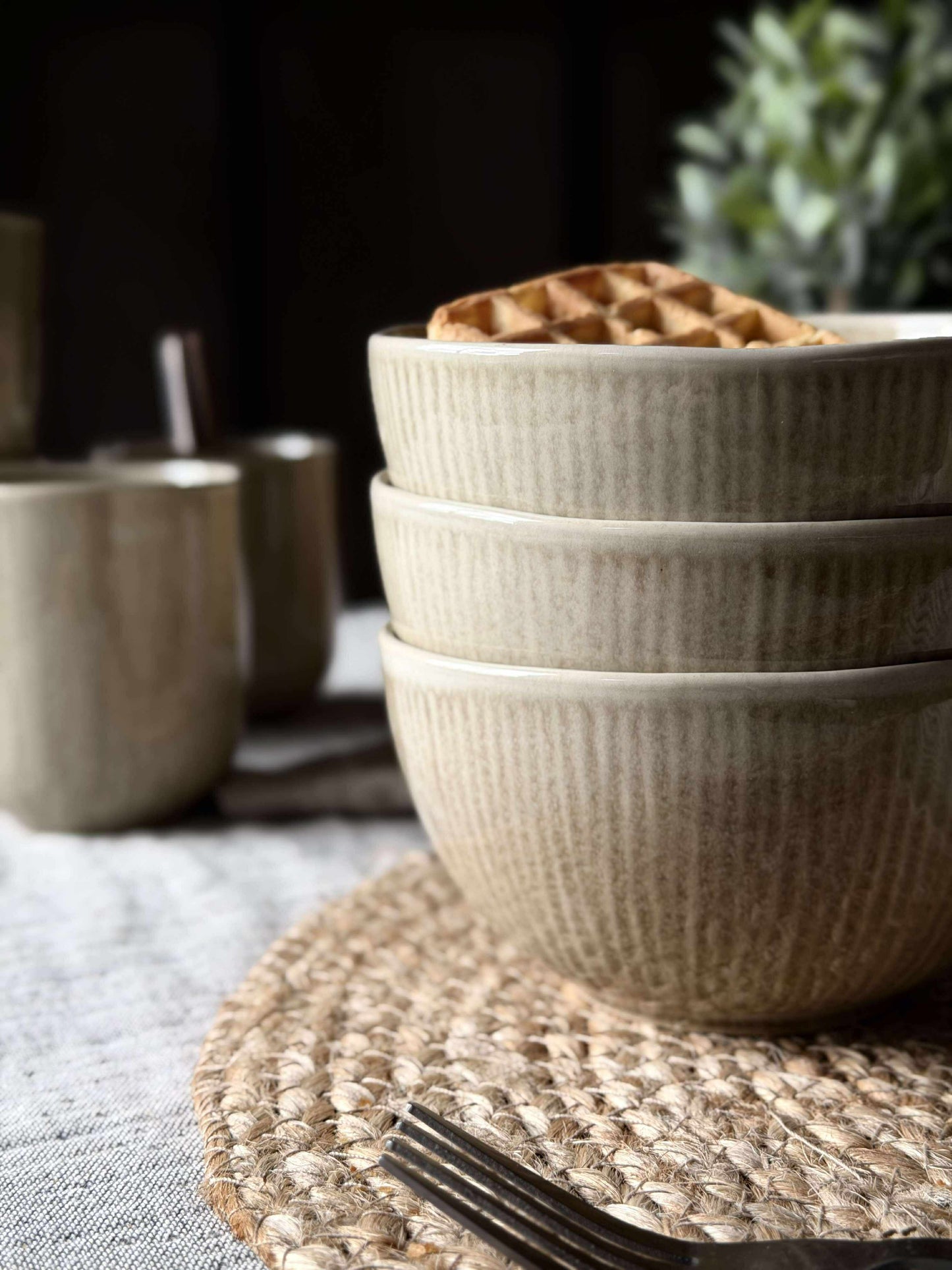 Skål Lydia keramik - Sæt med 4 stk Beige