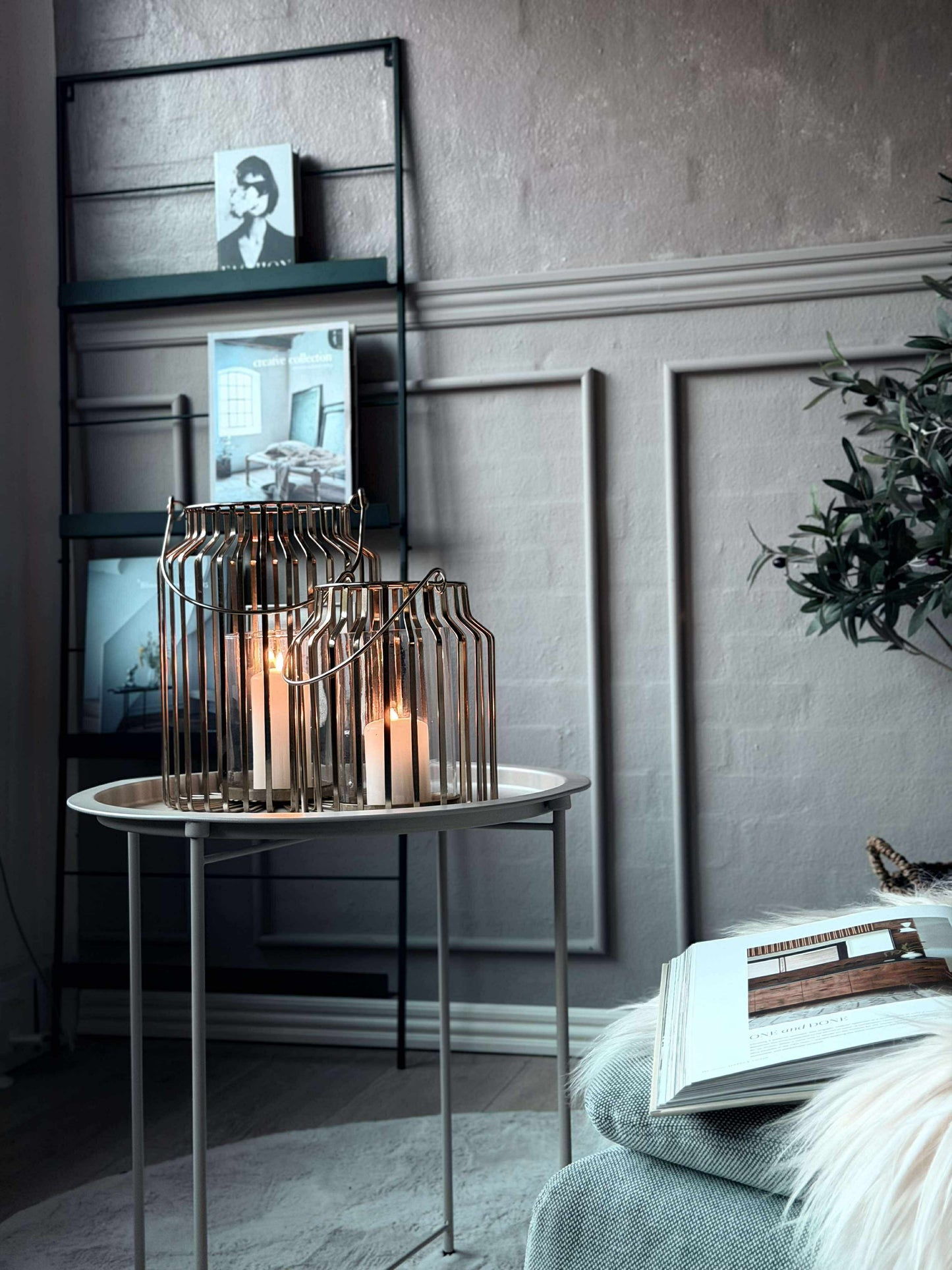 Lanterne med glas - Gold 21cm