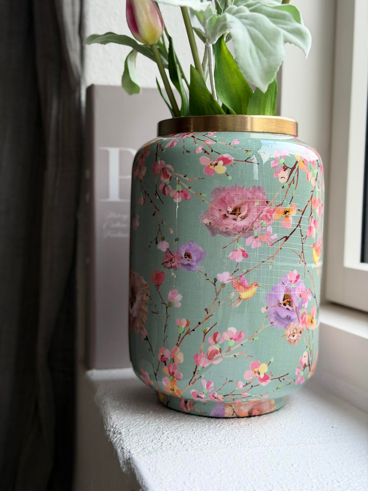 Vase Flower print - Grøn
