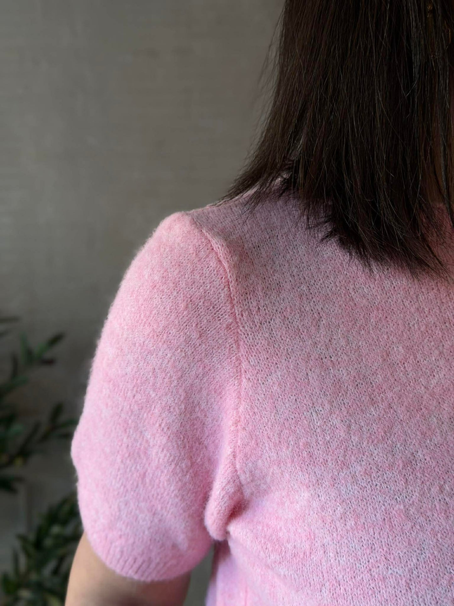 Strik med 3/4 ærmer - Pink
