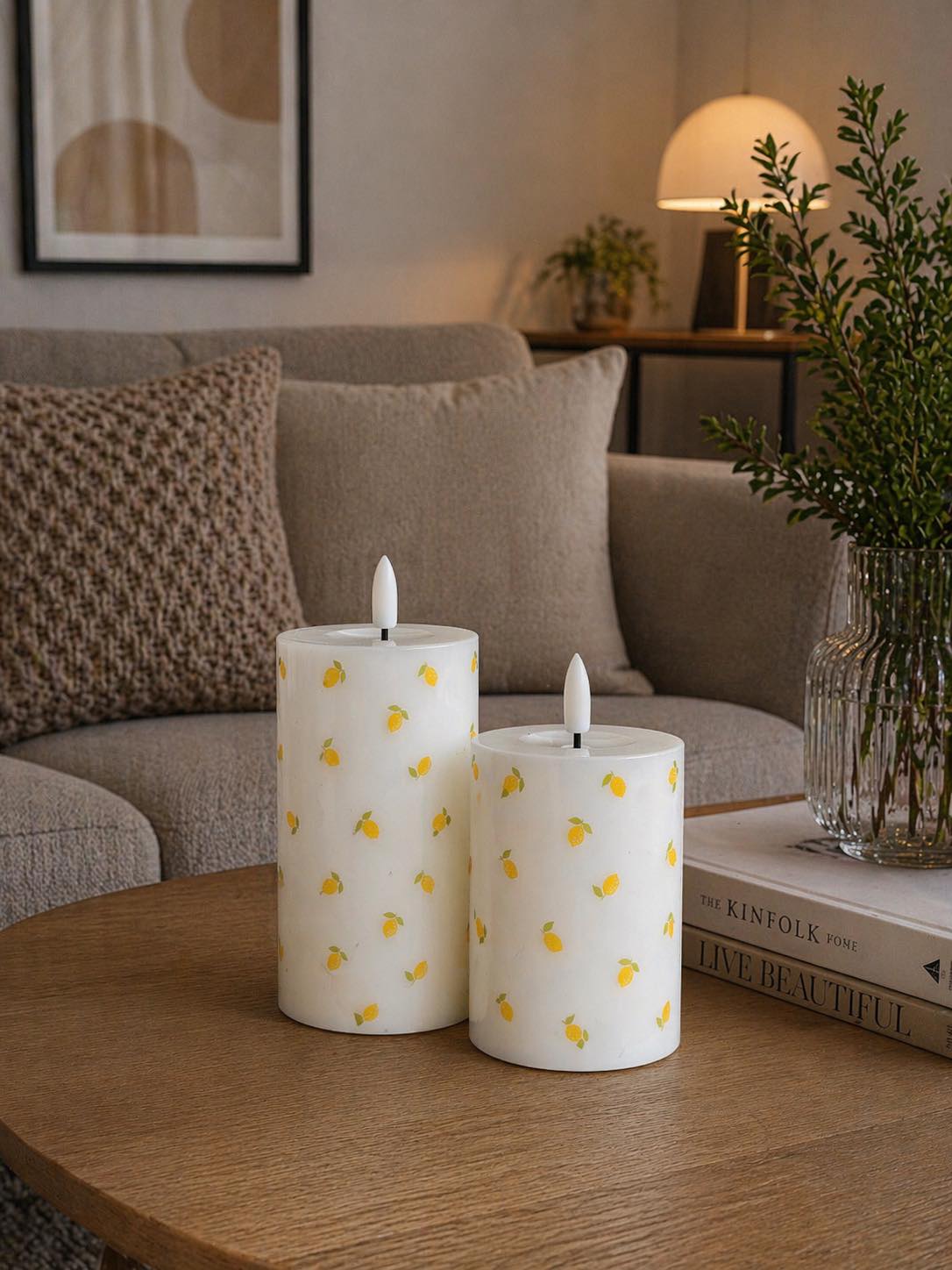 LED Bloklys TWINKLE Citrus - Sæt med 2 stk