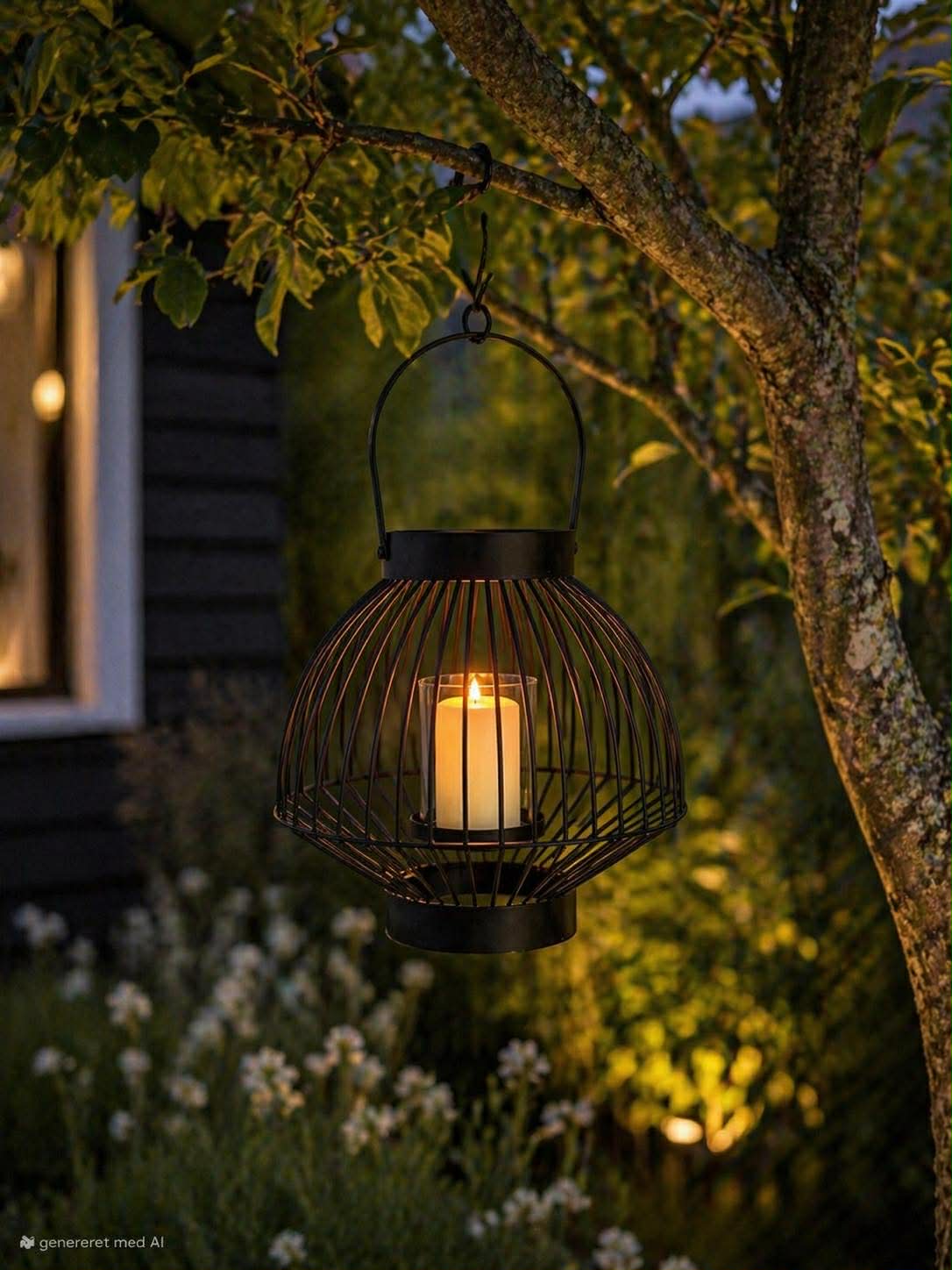 Lanterne med glas - Black