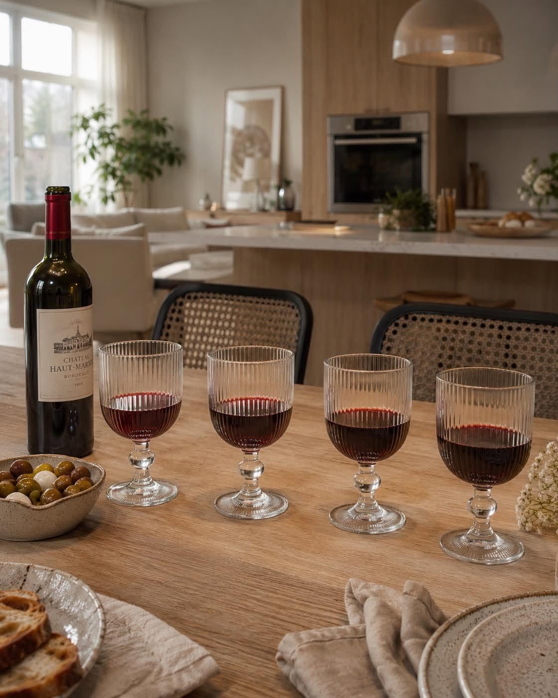 Vinglassæt 365 ml – 4 stk. – Klare ribbede glas