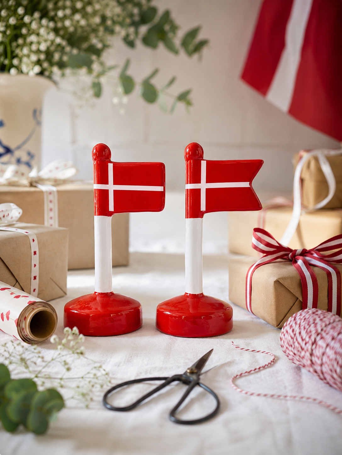 Flag dannebrog keramik - 13cm