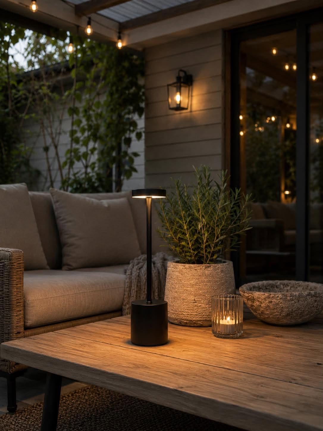LED bordlampe BLACK - genopladelig med touch