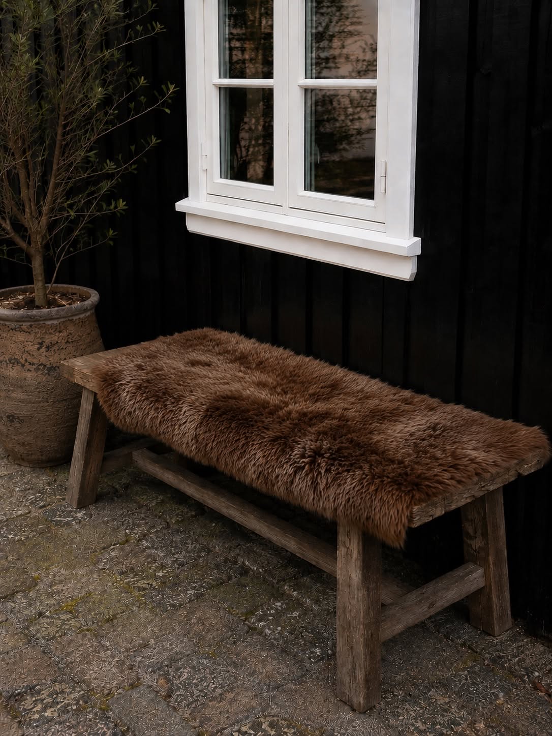 Gulvtæppe i lammeskind 70x140 - Brown